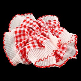 Laroal Oversized Frilly Red White Gingham Scrunchies for Women Lace Elastic Hair Bobbles Ponytail Holder Hair Accessories for Women