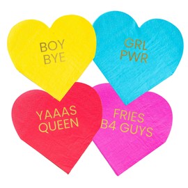 Happy Galentine's Day Napkins – Set of 52 White with Gold Foil, Perfect for Valentine's Day Parties, Cocktail Heart Napkins (Sassy Galentine's)