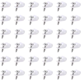 100pcs R Type Cable Clamp Cable Clip Wire Clamp Nylon R Shape Cord Clip with Screws (White, Diameter 6.4mm)
