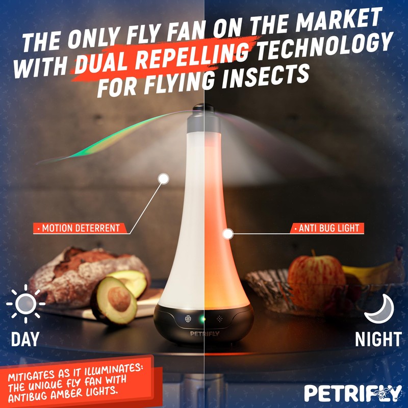PETRI Fly Fans for Tables 2pk with Anti Bug Light