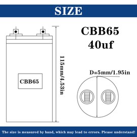 Tnisesm 40uF CBB65 Capacitor MFD 370V 450VAC Motor Running for Air Conditioner 50/60Hz for AC Motor Run or Fan Start and Cool or Heat Pump Air Conditione