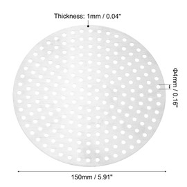 PATIKIL 5.9 Inch Diameter 304 Stainless Steel Perforated Sheet, 0.16 Inch Hole 19GA Expanded Metal Mesh Round Disc Plate Screen Decorative Nets for Ventilation Grille Smoking, Silver Tone