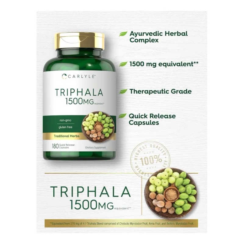 Triphala 1500mg Digestión Óptima Antioxidante 180 Americano