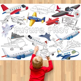 Airplane Giant Coloring Poster for Kids 43x30In Future Pilot Large Coloring Poster Tablecloth Books Airplane Themed Color-in DIY Painting Craft for Kids School Classroom Home Bday Party Supplies Decor