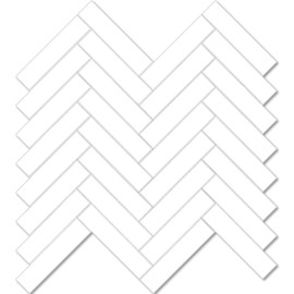 Vamos Tile Herringbone Peel and Stick Backsplash Tile - 10 Sheets Thassos White PVC Self Adhesive Tiles Stick on Wall Tile for Kitchen, Bathroom and Fireplace