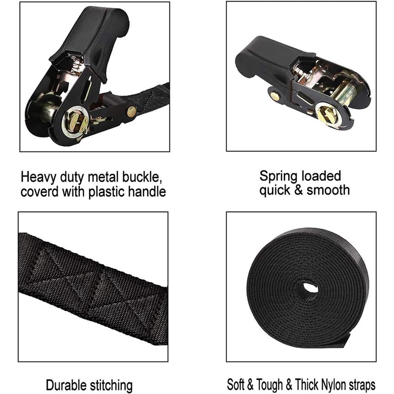 Endless Ratchet Tie Down Straps, 2Pcs Adjustable Heavy Duty Cargo