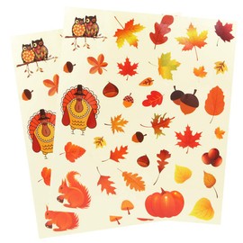 Juego de 2 hojas de calcomanías para ventana de otoño con diseño de búho y ardilla para decoración de Acción de Gracias