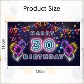 Auliuse 30th Happy Birthday Backdrop Banner, Birthday Party Decorations Graffiti Style Wall Photography Background - Cheers to 30 Years Banner, Birthday Party Supplies Photo Booth Props(180×110cm)