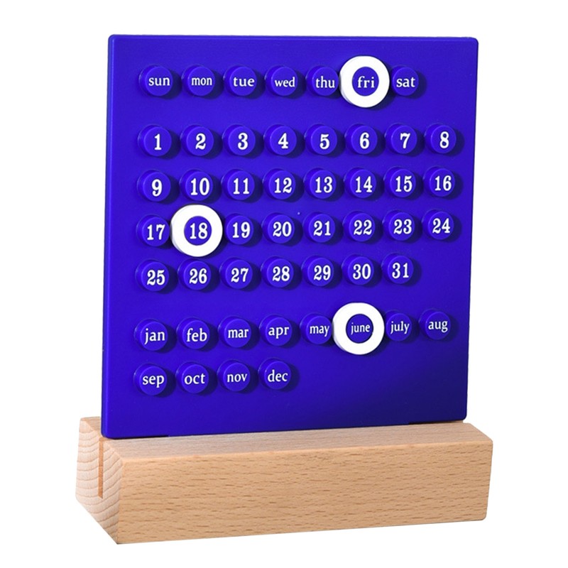 Wooden Kids Calendar DIY Hand Operated Develop Planning Skills Perpetual