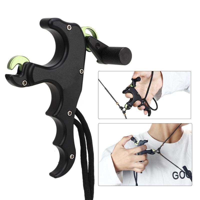 4 Finger Archery Release Aid Grip Adjustable Aluminum Alloy Compound