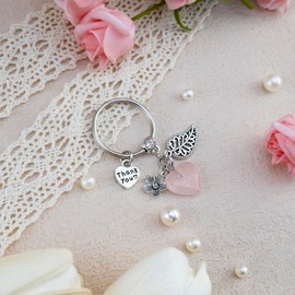 Teacher Appreciation Gift for Women - Thank You Rose Quartz Crystal Healing Stone Keychain - Best Teachers Day Gift Ideas for Daycare Preschool Teacher Cute Birthday End of School Year Gifts in Bulk