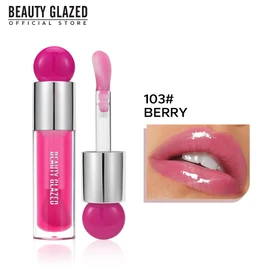 Beauty Glazed Color Variety Non-Sticky Ultra-Hydrating & Nourishing Lip Oil, Smooth Glossy Finish Luxurious Lip Glow Oil, Shiny and Vegan Tinted Lip Gloss, Big Brush Applicator (103# BERRY)