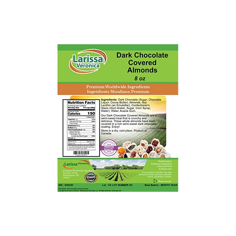 Dark Chocolate Covered Almonds (8 oz, ZIN: 526330) - 3