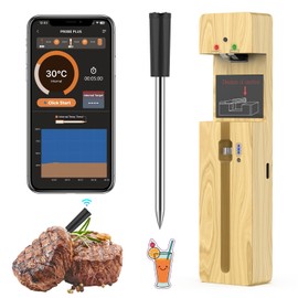 Wireless Meat Thermometer Bluetooth with Ceramic Probe: Waterproof Digital Oven Food Thermometer for Grill Fryer BBQ, 600Ft Range & Smart App for iOS/Android/air Home, Apartment