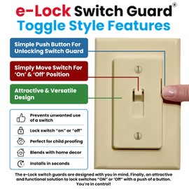 Switch Guard with Slider & Easy ON/OFF Push Button Activation | Attractive, Functional, and Versatile Design | Perfect for Child Proofing Switches | Residential Use | 2 Pack | Toggle Style | Ivory