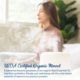 uh*Roh*Muh Organic Basil Essential Oil | USDA Certified Essential Oil for Diffusers Aromatherapy, Perfect for Massage, Hair Care, Skin Care, Culinary Delight and Making Perfumes 2oz