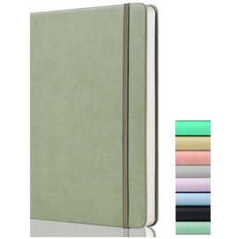 GDMLUP Bullet Dotted Journal - A5 Dotted Notebook - 120gsm Paper, 172 Pages, Vegan Leather Hardcover Notebook with Back Pocket, 2 Mark Ribbons, Light Grey