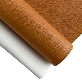 XHT 30x135cm Lychee Texture Solid Color Faux Leather Soft PU Vinyl Synthetic Leather for Earrings Bows Craft Making (Sandybrown)
