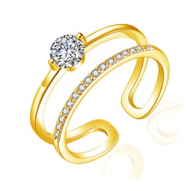 Josfeva Silver Rings for Women, 925 Sterling Silver Double Ring, Infinity Wrap Ring with Cubic Zirconia, Adjustable Minimalist Finger Rings, Trendy Stackable Thumb Ring, Knuckle Rings with Gift Box,