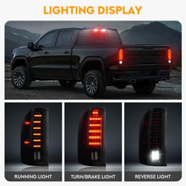 LED Tail Light + 3rd Brake Light Kit Fit for Chevy Silverado 1500 2500 3500 2007-2013, for Silverado 2500 3500 2014, for Sierra 3500 HD 2008-2014 with Dual Rear Wheel ONLY, Black Housing Smoke Lens