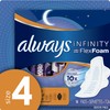 Always Infinity Size 4 Overnight Feminine Pads with Wings, Unscented,