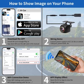 Wireless Backup Camera, HD 1080P Wireless Backup Camera for Trucks - rv Back up Camera for Travel Trailers/Back up Camera Vehicle no Wiring WiFi Truck License Plate Camera