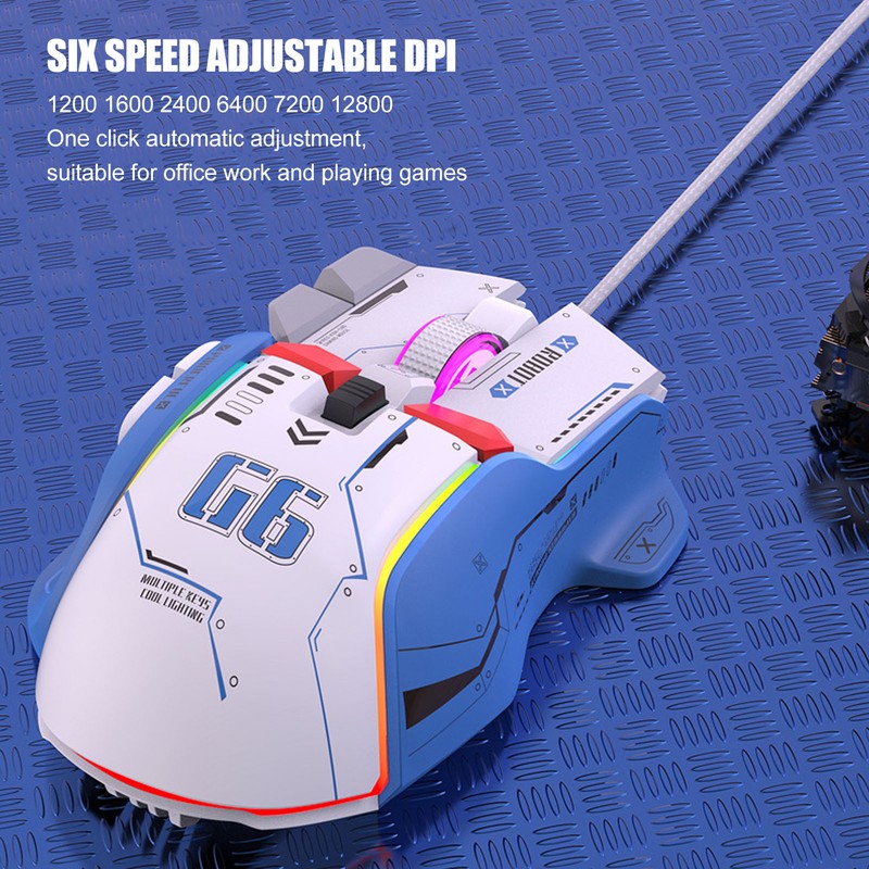 Wired Gaming Mouse 10 Button Macro Programmable 13 RGB Lighting