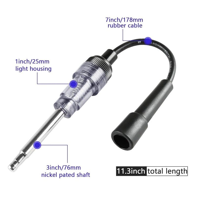 2PCS Spark Plug Tester, Engine Ignition Coil Tester Straight Boot