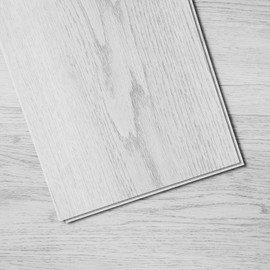 Happybuy Interlocking Vinyl Floor Tiles 48 x 7.3 Inch, 10 Tiles 5.5mm Thick, Snap Together Light Gray Wood Grain DIY Flooring for Kitchen, Dining Room, Bedrooms & Bathrooms