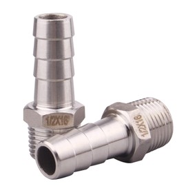 DERNORD Stainless Steel 5/8" Hose Barb x 1/2" NPT Male - Home Brew Pipe Fitting Pack of 2