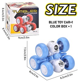 CDDZSW Pull Back Truck for Toddler Boys for Ages 3-5,6 Rounds Inertia 360° Rotating Stunt Car Toys 3 4 5 6 Year Old Kids,Push and Go Vehicle Toy Party Favors for Boys Girls Birthdays Present (Blue)