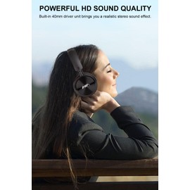 XuanGui Wireless Bluetooth Headphones, Hi-Fi Stereo Sound Wireless On Ear Headphones with Mic, 12H Playtime, Bluetooth 5.3, Light-weight and Comfortable Design for Travel Smartphone MP3 (Black)