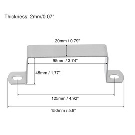 sourcing map U Shaped Connector Bracket, 95mm x 45mm 304 Stainless Steel Bar Security Holder Brackets for Door Window Shed Closed Bar Holder Strut Channel, Pack of 1