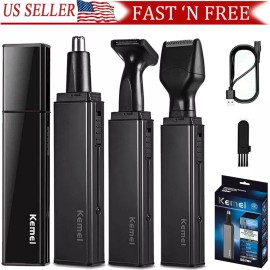 Kemei 4 in 1 Rechargeable Hair Eyebrow Ear Nose Beard Trimmer Set Electric Shaver USB - 4-In-1 Nose Hair Trimmer
