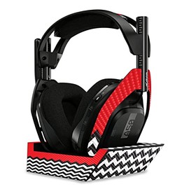 MightySkins Carbon Fiber Skin Compatible with Astro A50 Wireless Headphones + Base Station (Gen 4) - Red Chevron | Protective, Durable Textured Carbon Fiber Finish | Easy to Apply | Made in The USA