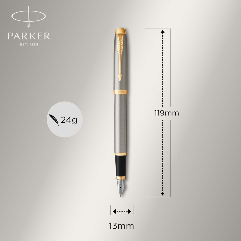 Parker IM Premium Fountain Pen | Brushed Metal with Gold