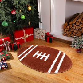 Tinideya Football Bathroom Rugs Tufted Non Slip Bath Mat Sports Football Area Rug Fall Door Mat for Bathroom Home Bedroom Decor, 19.69 x 31.5 Inch