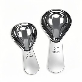 LVYKING 2 Pcs Coffee Scoop, Measuring Spoon Set With Scale 15ml(1 Tbsp) and 30ml(2 Tbsp), Stainless Steel Coffee Spoons for Tea, Coffee Bean, Milk Powder, Silver