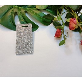 10 unidades de acrílico para insignia, soporte para insignias con purpurina. Insignia con purpurina para banco, insignia médica para profesores, (vertical, purpurina plateada)