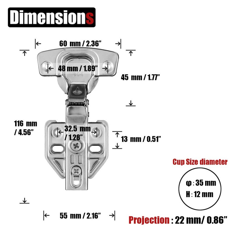 JQK Cabinet Hinges, 100 Degree Soft Closing Full Overlay Door