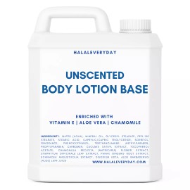 HalalEveryDay Body Lotion Base - Unscented & Natural Enriched Vitamin E Aloe Vera Chamomile - 16 oz.
