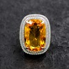 Uloveido 20x30mm Cushion Cut CZ Exaggerated Ring Simulated Citrine Yellow