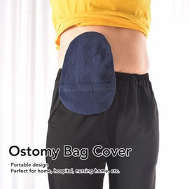Ostomy Bag Cover, Soft Cotton, Colostomy Bag Cover, Washable, Reusable, Breathable, Ostomy Bag Cover for Elderly Patients (Navy)