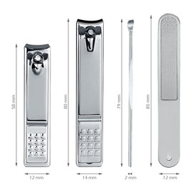 Econtal Nagelknipser Set, groß & klein mit Nagelfeile, Fingernägel, Fußnägel Knipser dicke Nägel, Edelstahl Nagelzwicker für Männer, mit Etui