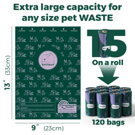 ATIFBOP Dog Poop Bags Rolls, Extra Thick and Leak-proof Poop Bags for Dogs, 8 Refill Rolls, Scented Waste Bag for Dog and Cat, Made from 65% Recycled Plastics