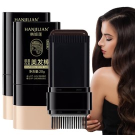 2 Stück Ansatzpuder Dunkelbraun,Haaransatz Puder,Haaransatz Kaschieren,Haarfarbstifte Ansatz mit Kamm, Werkzeug Zur Grauhaarabdeckung für Damen und Herren(40g, Dark Brown)