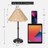 Folux Cordless Boho Rattan Table Lamp Black, 5200-mAh Rechargeable Battery,