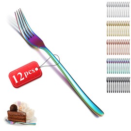 Kyraton Rainbow Dinner Forks Set of 12 Pieces, 20.8cm Titanium Colorful Table Forks Silverware for Home, Hotel, Restaurant, Hotel. Dishwasher Safe