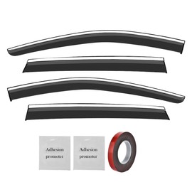 VESUL Compatible with 2025 Nissan Kicks Rain Guards Wind Deflectors Anti-Rain Window Visors with Tape 304 Stainless Steel Trim–Noise Reduction&All-Weather Protection Outside Channel