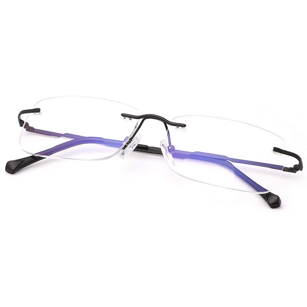 Gafas de lectura bifocales sin montura de transición fotocromáticas gafas de sol lectores de sol, Negro, Estandar